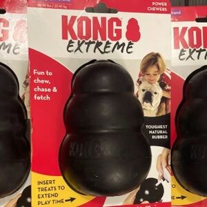 KONG EXTREME BLACK Original Rubber Dog Chew / Size XL* Lot Of 3